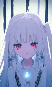 Preview wallpaper girl, eyes, glow, chains, anime