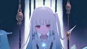 Preview wallpaper girl, eyes, glow, chains, anime