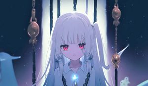 Preview wallpaper girl, eyes, glow, chains, anime