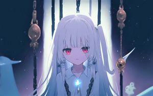 Preview wallpaper girl, eyes, glow, chains, anime