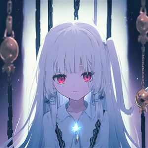 Preview wallpaper girl, eyes, glow, chains, anime