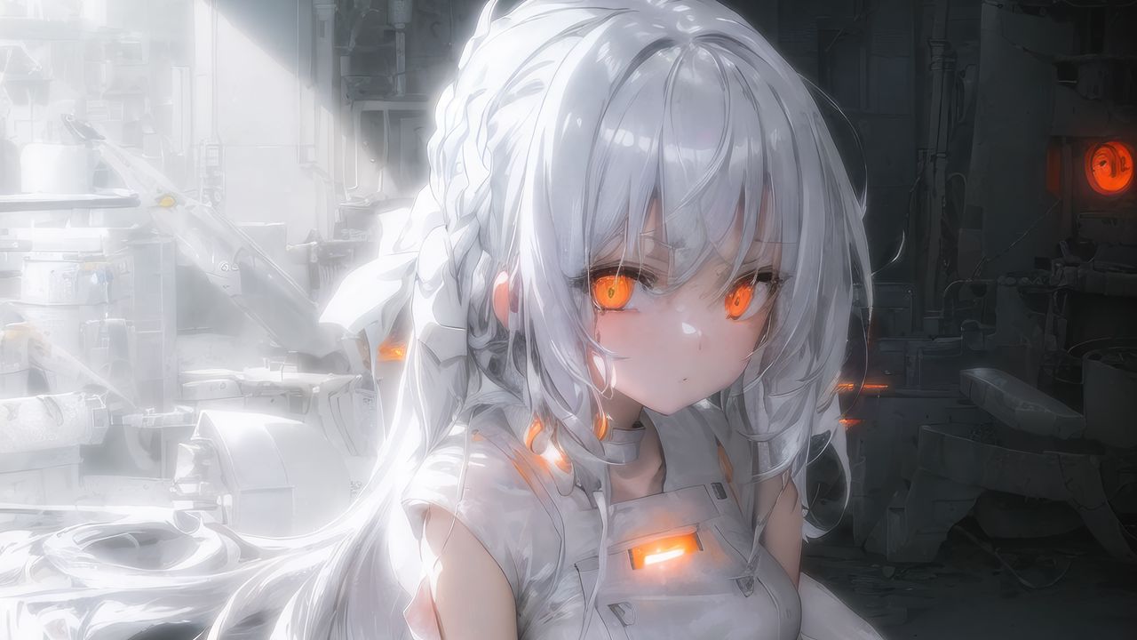 Wallpaper girl, eyes, glow, anime