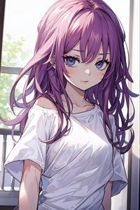 Preview wallpaper girl, eyes, hair, purple, anime, art