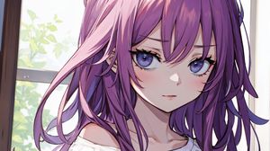 Preview wallpaper girl, eyes, hair, purple, anime, art