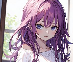 Preview wallpaper girl, eyes, hair, purple, anime, art