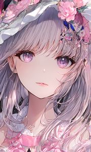 Preview wallpaper girl, eyes, hair, hat, anime