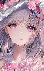 Preview wallpaper girl, eyes, hair, hat, anime