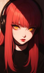 Preview wallpaper girl, eyes, headphones, anime