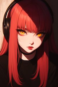 Preview wallpaper girl, eyes, headphones, anime