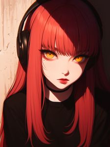 Preview wallpaper girl, eyes, headphones, anime