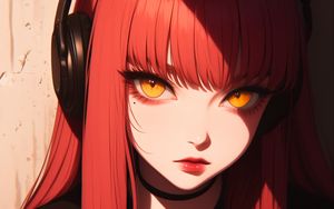 Preview wallpaper girl, eyes, headphones, anime