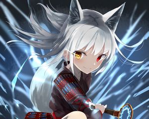 Preview wallpaper girl, eyes, heterochromia, anime