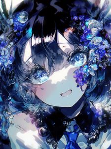 Preview wallpaper girl, eyes, jewelry, blue, anime