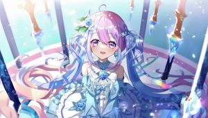 Preview wallpaper girl, eyes, jewelry, dress, bow, anime