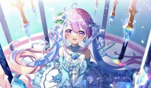 Preview wallpaper girl, eyes, jewelry, dress, bow, anime