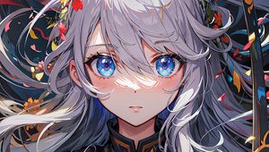 Preview wallpaper girl, eyes, jewelry, wreath, anime