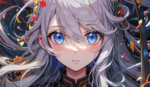 Preview wallpaper girl, eyes, jewelry, wreath, anime