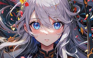 Preview wallpaper girl, eyes, jewelry, wreath, anime