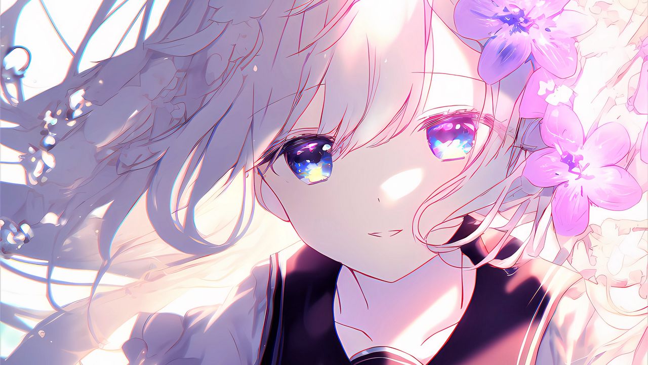 Wallpaper girl, eyes, movement, anime