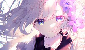Preview wallpaper girl, eyes, movement, anime