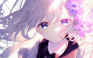 Preview wallpaper girl, eyes, movement, anime