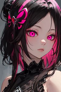 Preview wallpaper girl, eyes, pink, anime, art