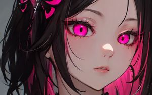 Preview wallpaper girl, eyes, pink, anime, art