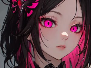 Preview wallpaper girl, eyes, pink, anime, art