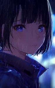 Preview wallpaper girl, eyes, rain, anime