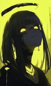 Preview wallpaper girl, eyes, smile, yellow, art, anime