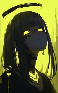 Preview wallpaper girl, eyes, smile, yellow, art, anime