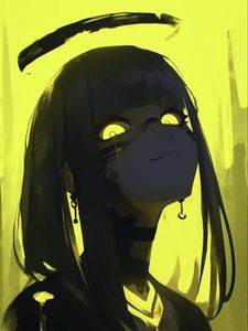 Preview wallpaper girl, eyes, smile, yellow, art, anime