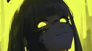 Preview wallpaper girl, eyes, smile, yellow, art, anime