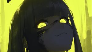 Preview wallpaper girl, eyes, smile, yellow, art, anime