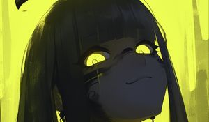 Preview wallpaper girl, eyes, smile, yellow, art, anime