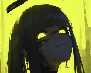 Preview wallpaper girl, eyes, smile, yellow, art, anime