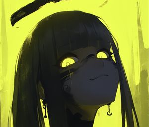 Preview wallpaper girl, eyes, smile, yellow, art, anime