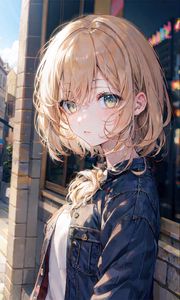 Preview wallpaper girl, eyes, sunlight, anime
