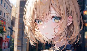 Preview wallpaper girl, eyes, sunlight, anime