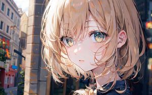 Preview wallpaper girl, eyes, sunlight, anime