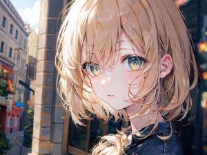 Preview wallpaper girl, eyes, sunlight, anime