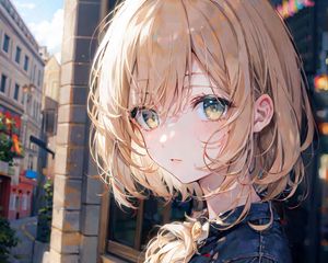 Preview wallpaper girl, eyes, sunlight, anime