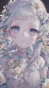 Preview wallpaper girl, eyes, tattoo, flowers, anime
