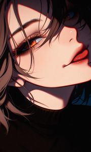 Preview wallpaper girl, eyes, tongue, art, anime