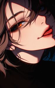 Preview wallpaper girl, eyes, tongue, art, anime