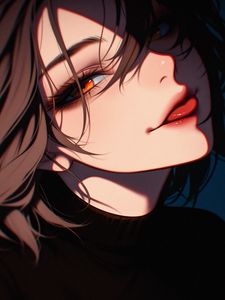 Preview wallpaper girl, eyes, tongue, art, anime