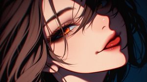 Preview wallpaper girl, eyes, tongue, art, anime