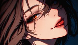 Preview wallpaper girl, eyes, tongue, art, anime