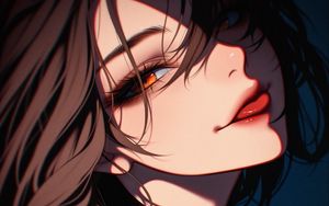 Preview wallpaper girl, eyes, tongue, art, anime