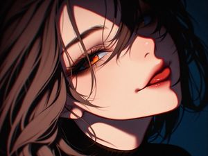 Preview wallpaper girl, eyes, tongue, art, anime